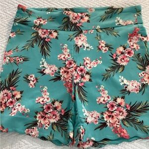 Counterparts Turquoise Floral High Waist Shorts